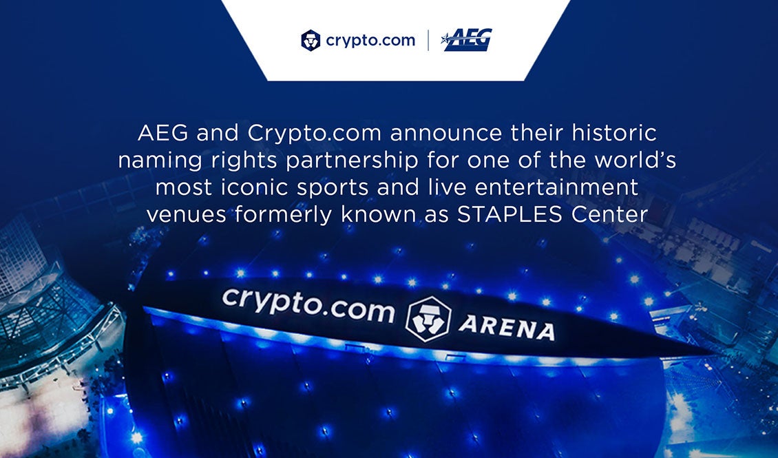 AEG and Crypto.com to Lead Future of the Creative Capital of the Sports, Music and Entertainment World with  New Naming Rights Agreement for  Iconic Los Angeles Venue Formerly Known as STAPLES Center.