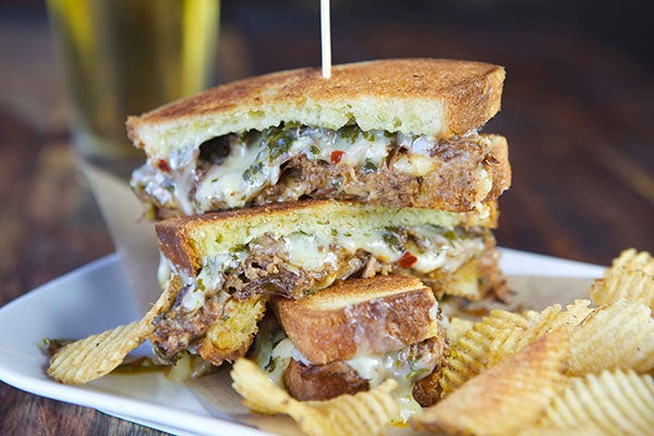 A plated sandwich at Lucky Strike.